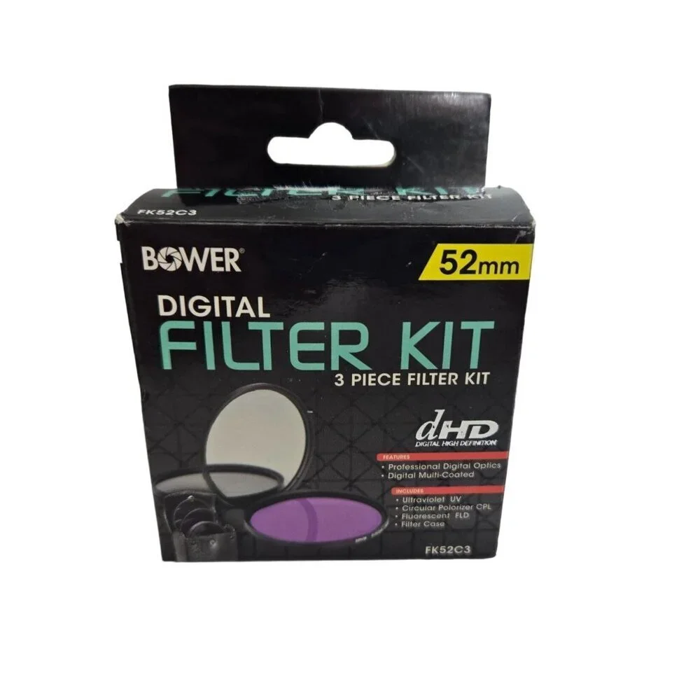 Bower 52mm Digital Filter Kit 3 Piece: UV CPL FLD‎ Filters w/ Pouch